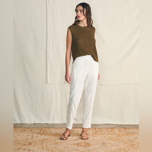 Faherty Women Pants White Arlie Jogger Utility Linen Pull On Stretch Size Medium - Picture 1 of 13